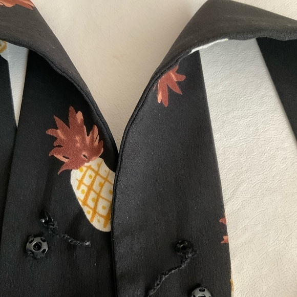 Kate Spade Black Pineapple Print Jumpsuit Black Size 8 - Picture 9 of 10